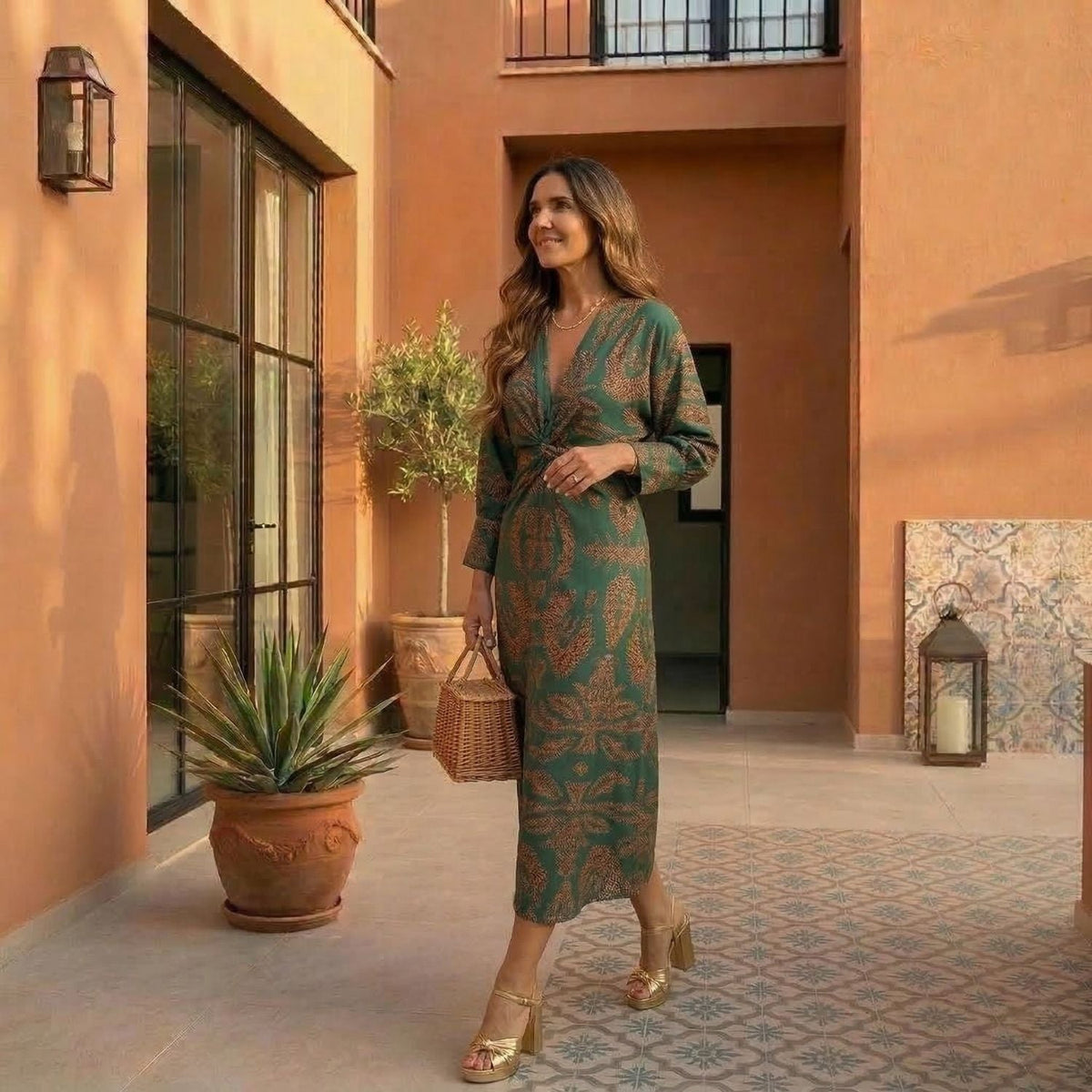 Isa - Elegant Midi Dress with Timeless Charm Print