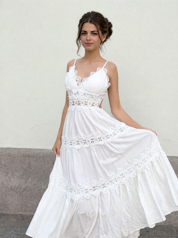 Victoria - Vestido Midi Encaje Marfil