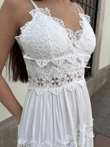 Victoria - Vestido Midi Encaje Marfil