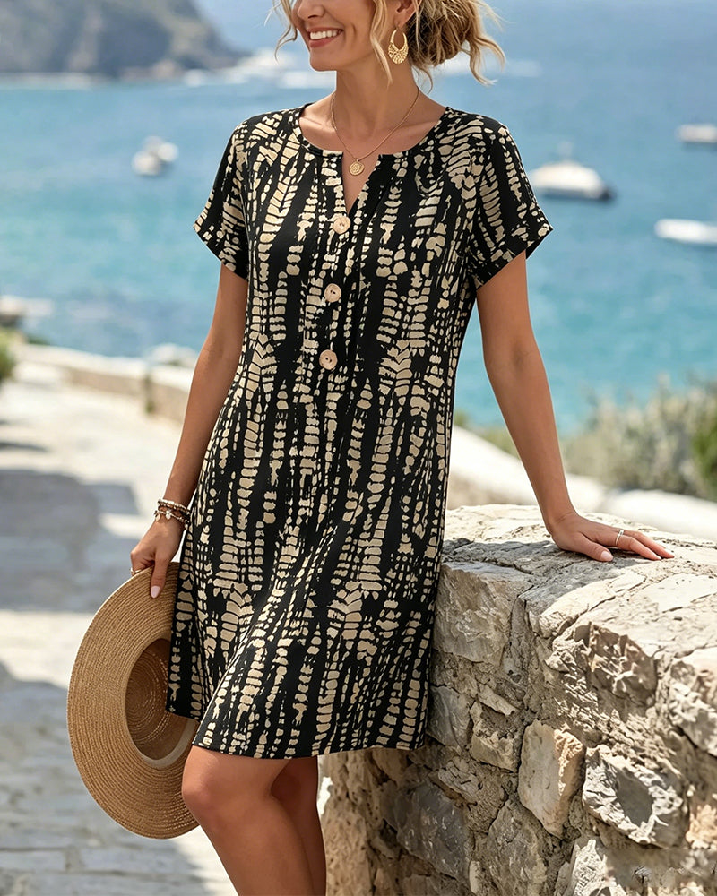 Marina | Vestido estampado con botones