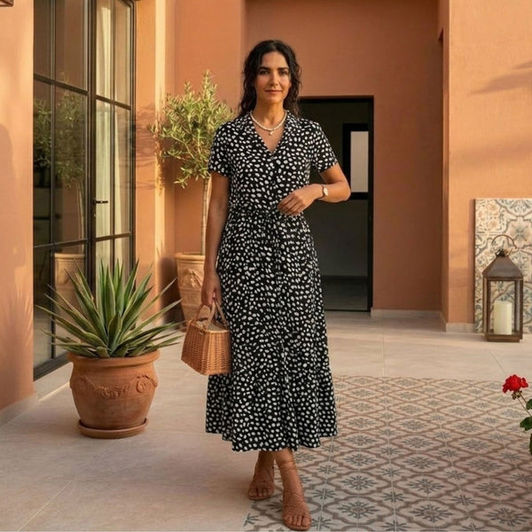 Gaela - Vestido vintage con estampado floral y manga corta