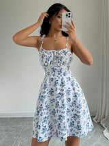 Lara - Vestido playero con tirantes finos y estampado floral