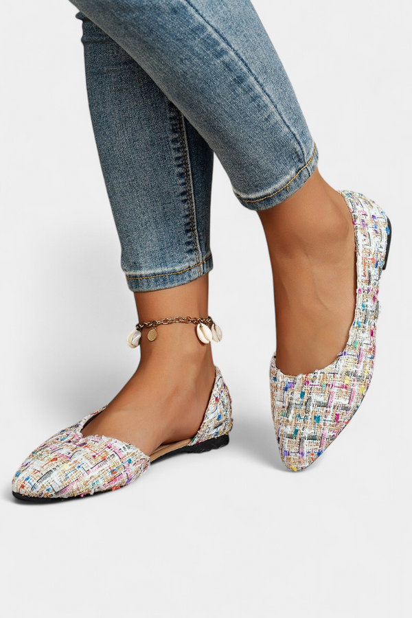Celeste - Zapatillas Tejidas Multicolores con Punta Afilada