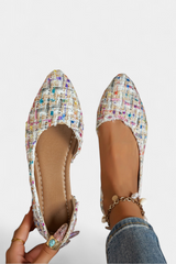 Celeste - Zapatillas Tejidas Multicolores con Punta Afilada