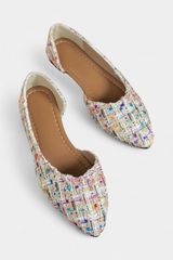 Celeste - Zapatillas Tejidas Multicolores con Punta Afilada