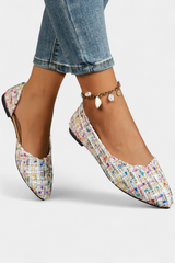 Celeste - Zapatillas Tejidas Multicolores con Punta Afilada